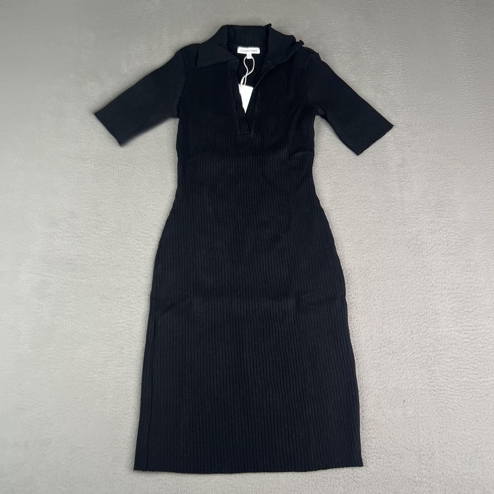 Cotton Citizen Dress Womens Small Black Ibiza SS Polo Ribbed Stretch Made USA